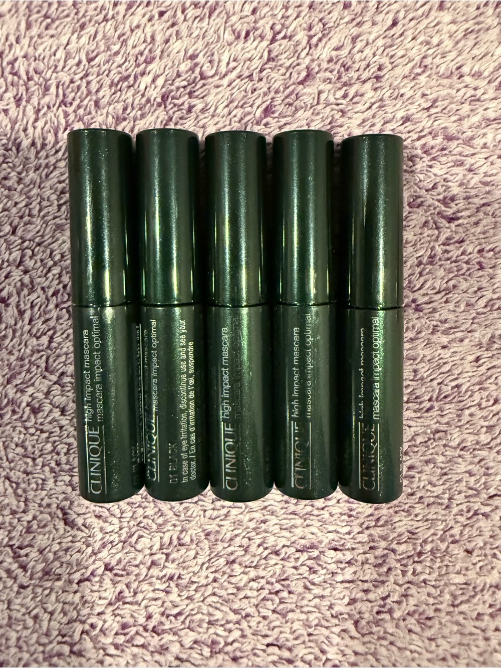 Clinique High Impact Mascaras - Set of 5, .14 oz each. Travel size.